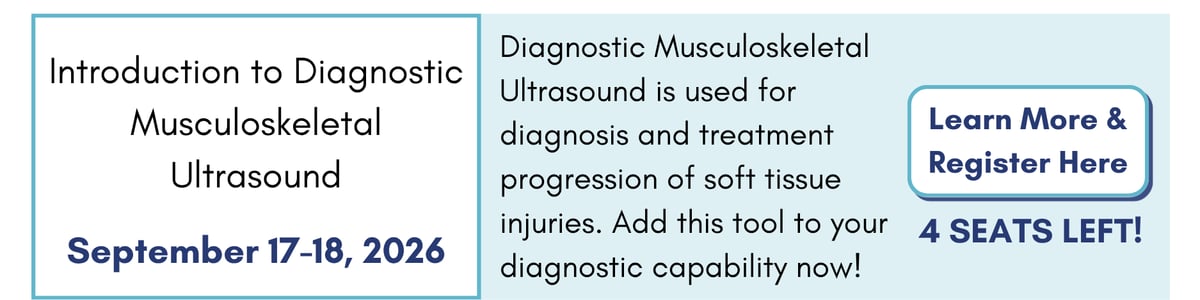 Intro to Diagnostic Musculoskeletal Ultrasound (Sept. 17-18, 2026). Click to learn more and register.