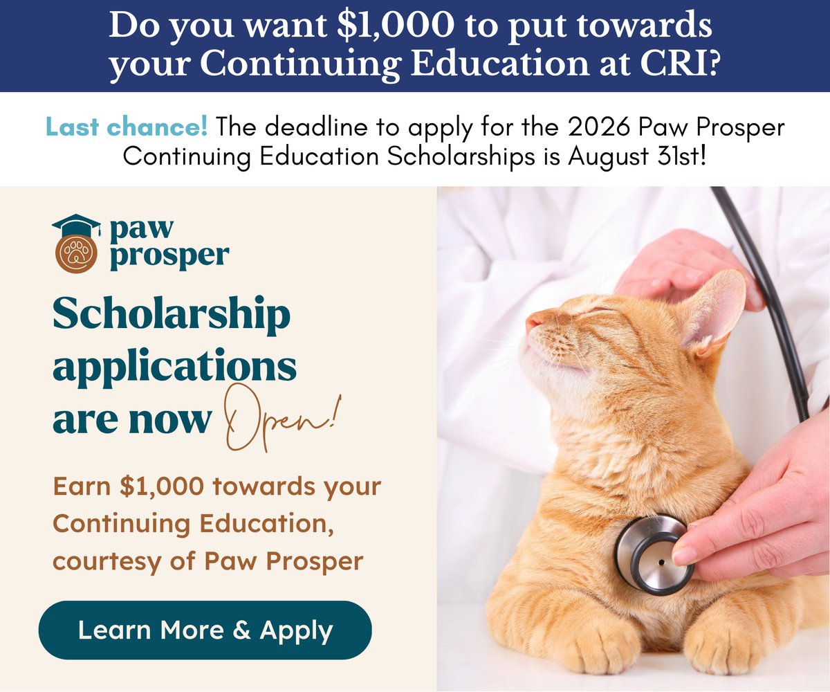 Last Chance! Earn $1,000 to put towards your continuing education at CRI. Applications close Aug. 31, 2026