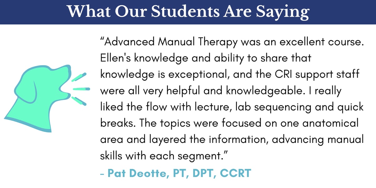 Student testimonial on Advanced Manual Therapy