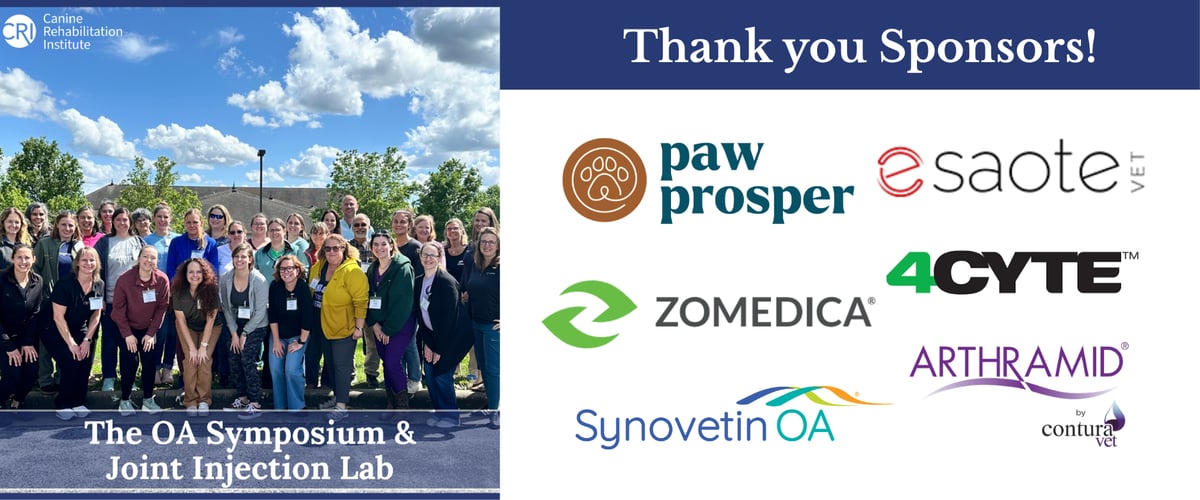Thank you to our sponsors: Paw Prosper, Esaote Vet, Zomedica, 4Cyte, Synovetin OA, Arthramidvet