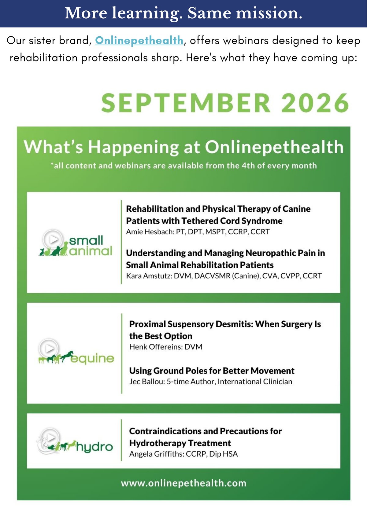 More learning, same mission. See what's in store from our sister brand, Onlinepethealth