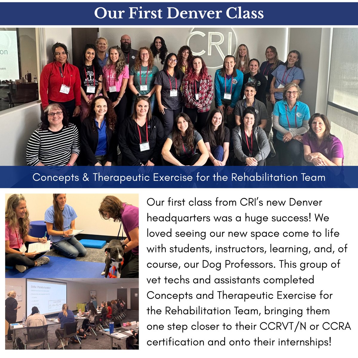 Thanks for a great first class at CRI's new headquarters in Denver, CO!