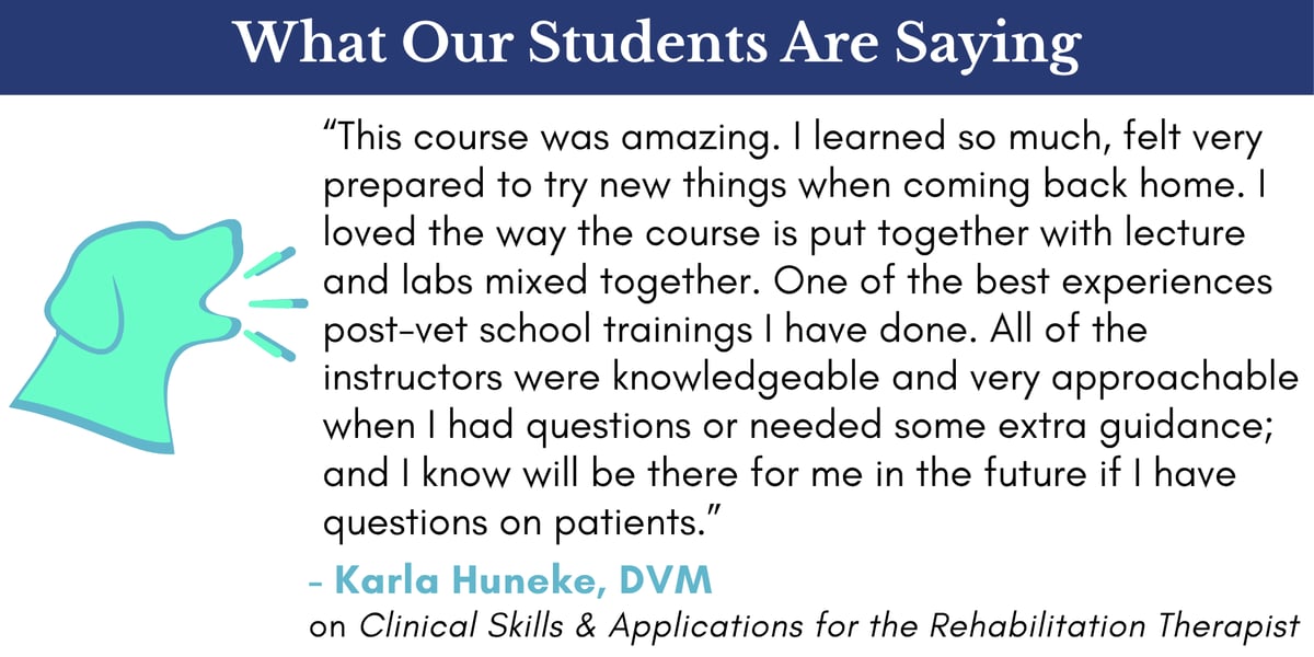 Student testimonial Clinical Skills & Applications for the Rehab Therapist